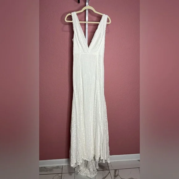 Lulus-Infinite Bliss Ivory Lace Sleeveless Backless Trumpet Maxi Dress (M/S) - Picture 5 of 5